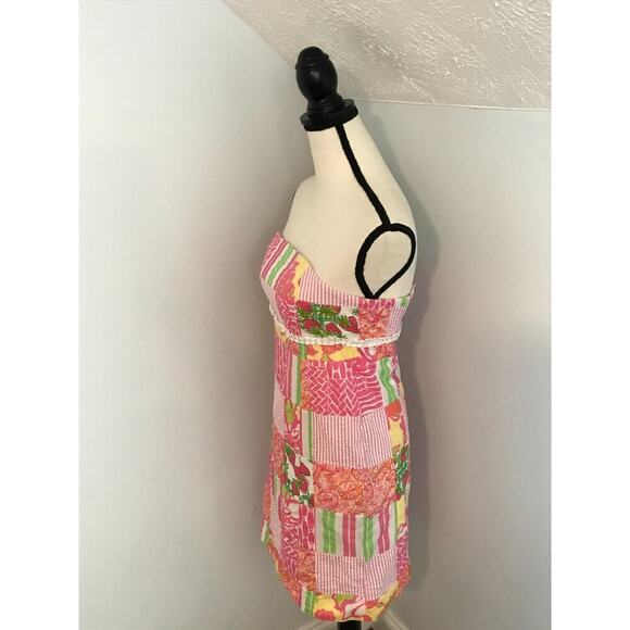 Lilly Pulitzer Bowen Buy Local Sewn Patch Patchwork Strapless Dress - Size 4 - Picture 2 of 9
